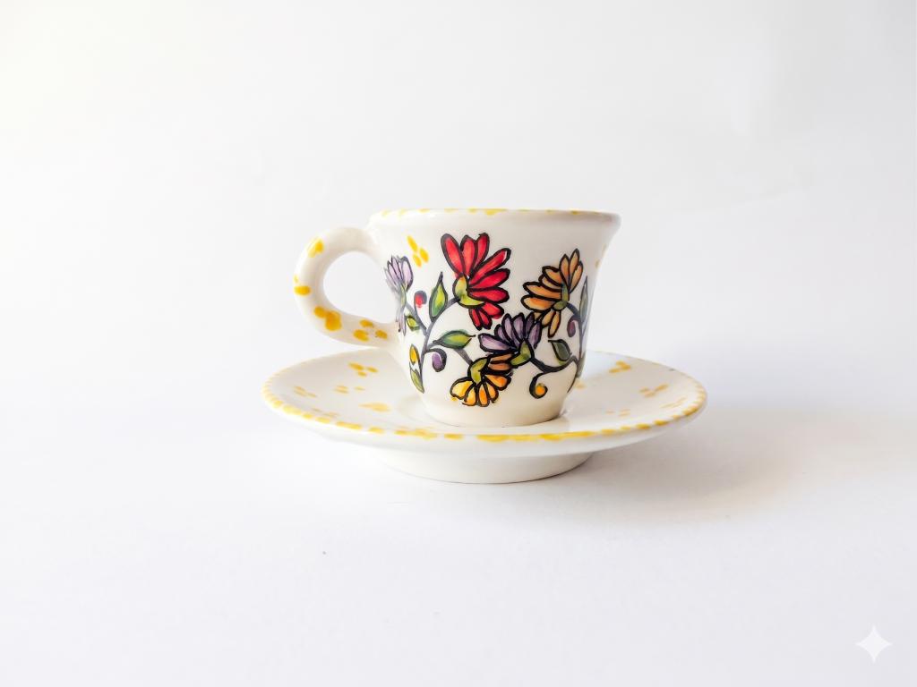 Tazza caffè campanella fiori colorati