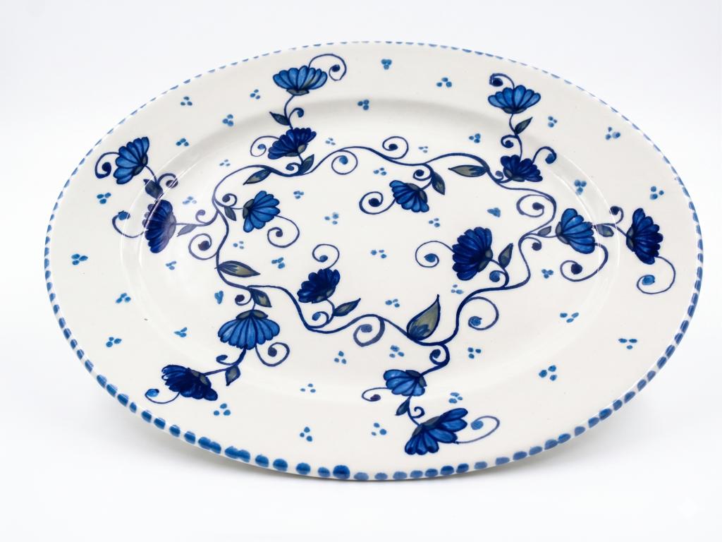 Vassoio ovale fiori azzurri
