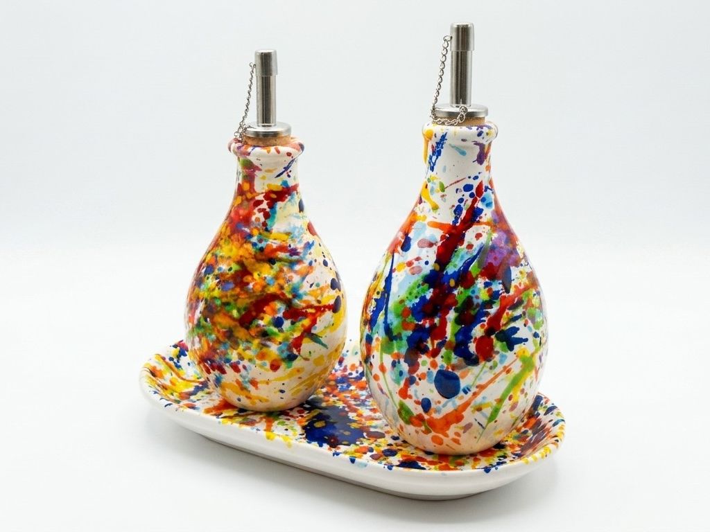 Set olio e aceto + vassoio multicolore