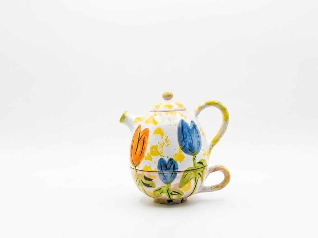 Teiera con tazza tulipani 2 Teiera con tazza tulipani 2