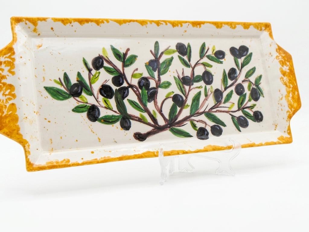 Vassoio rettangolare manico liscio olive