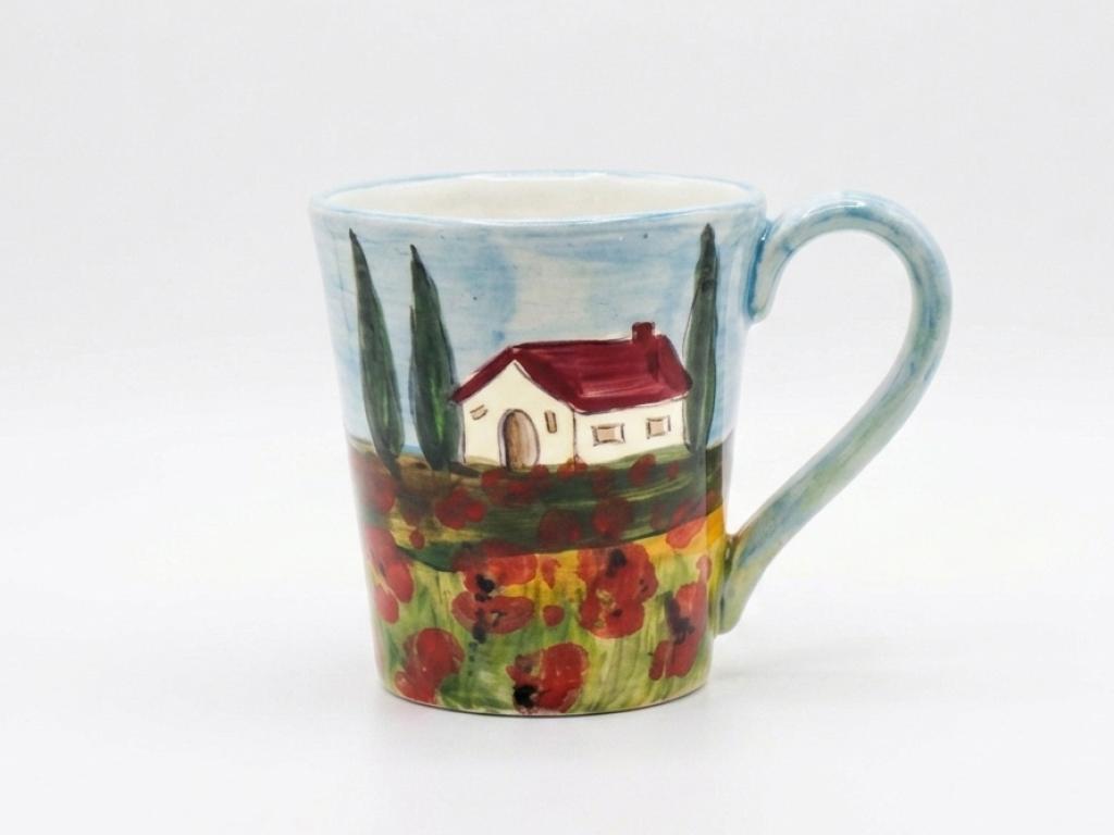 Tazza Mug svasato paesaggio e papaveri Tazza Mug svasato paesaggio e papaveri